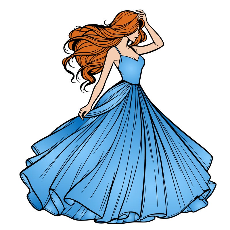 realistic woman with dress flowing in the wind