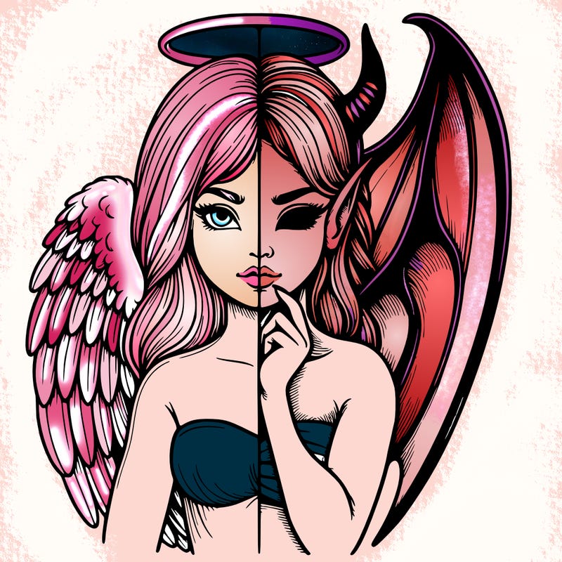 realistic angel half demon