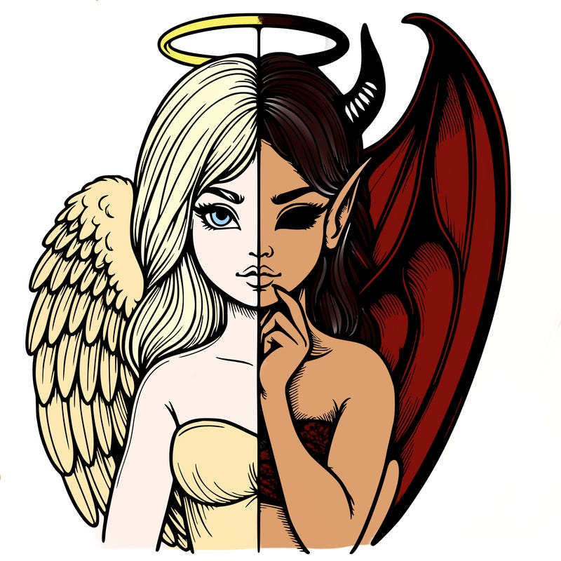 realistic angel half demon