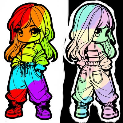 girl in crop top and baggy pants