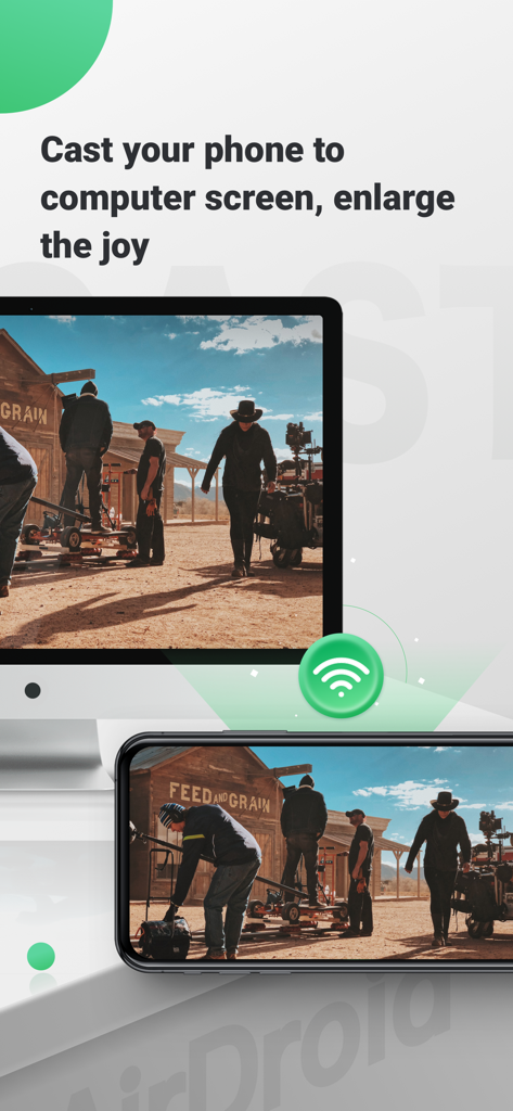 AirDroid Cast-screen mirroring - Smartphone screen mirrored to a computer monitor using AirDroid Cast for larger display viewing.