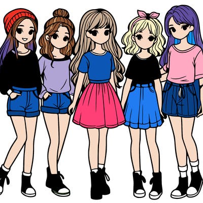 a group of five girls