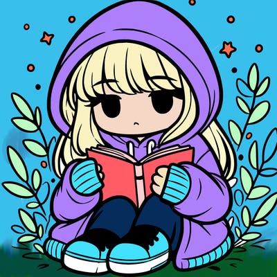 girl in oversized hoodie reading a book