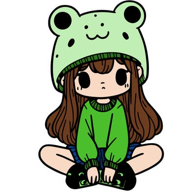 a girl wearing a frog hat and some frog socks