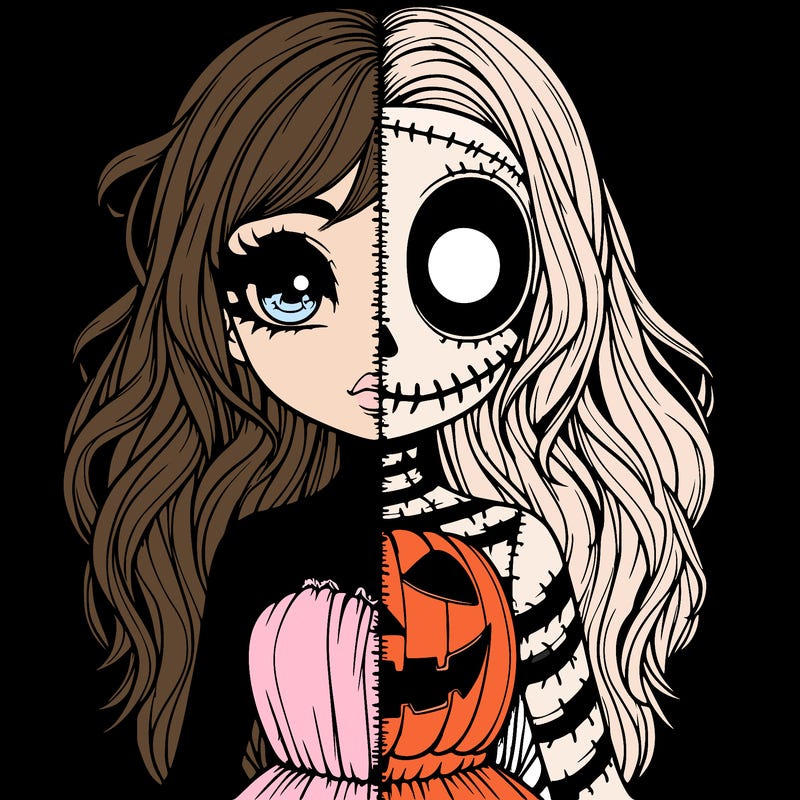 realistic girl halloween split