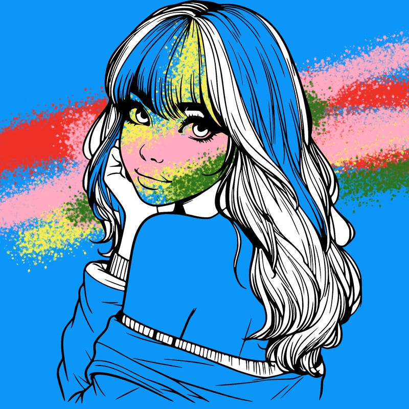 realistic girl with bangs looking over her shoulder