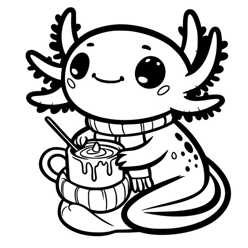 axolotl with hot chocolate
