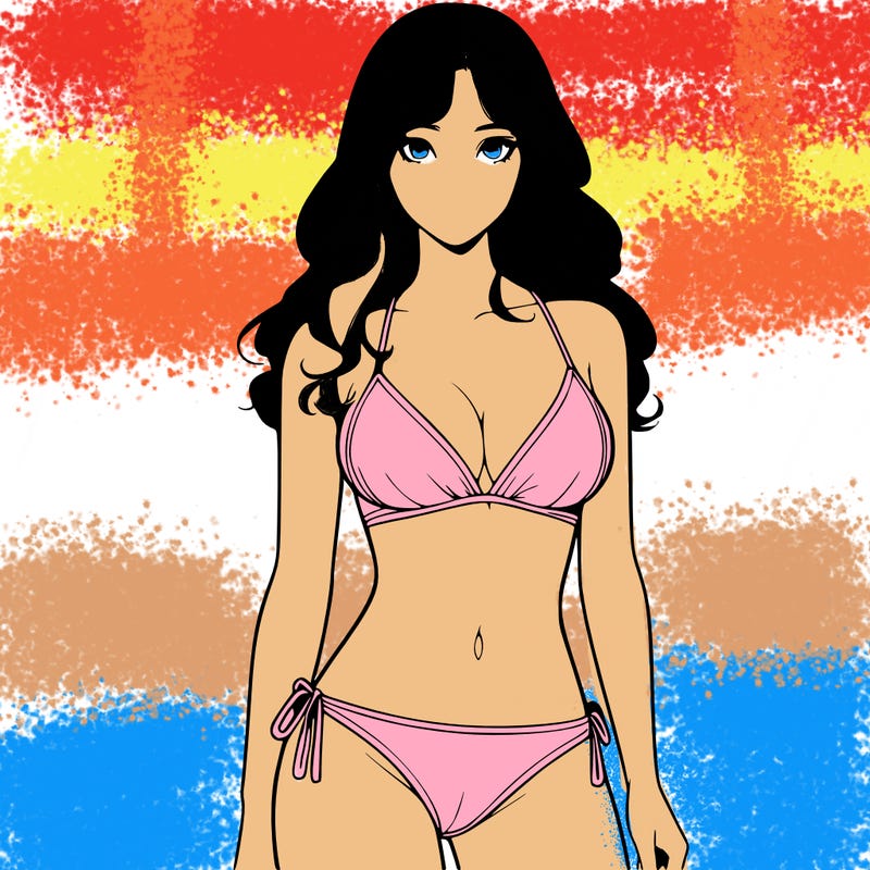 realistic girl with a revealing swimsuit