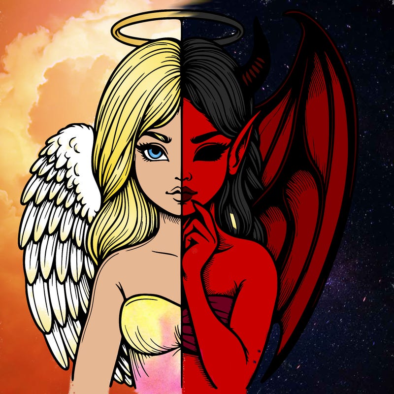 realistic angel half demon