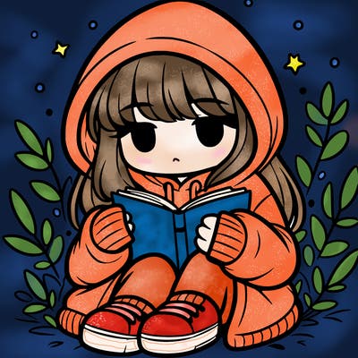 girl in oversized hoodie reading a book