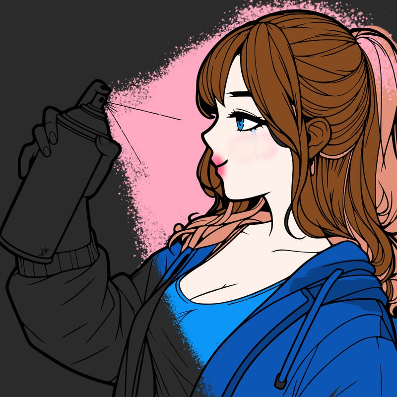 a realistic girl spray, painting