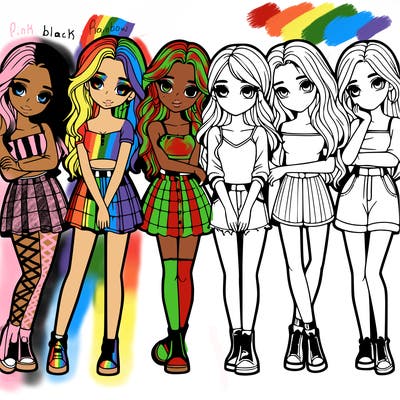 a group of girls realistic