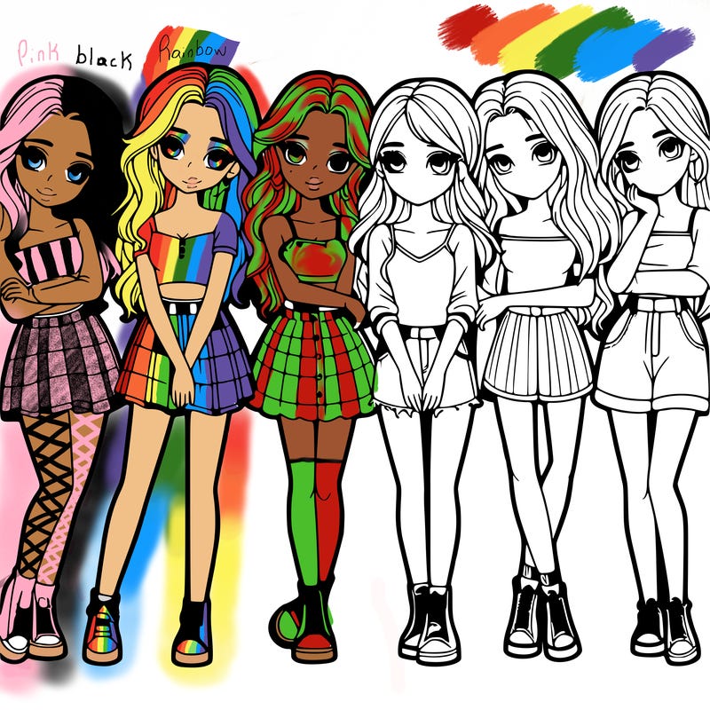 a group of girls realistic