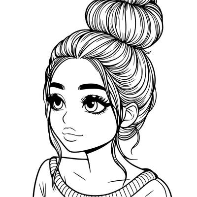 realistic girl with bun