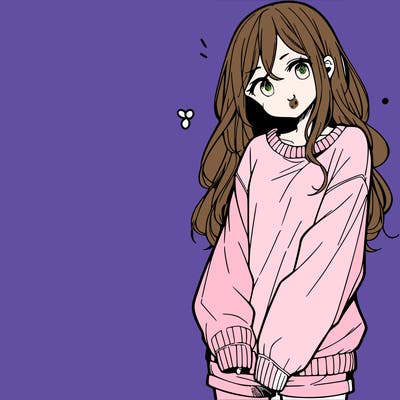 manga teen girl  in a sweater and baggy pants