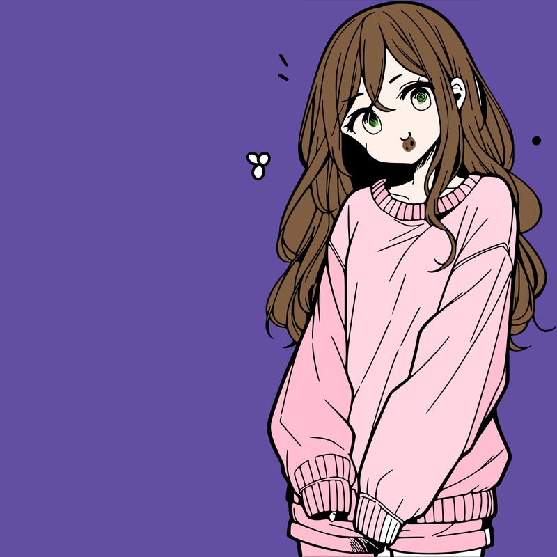 manga teen girl  in a sweater and baggy pants