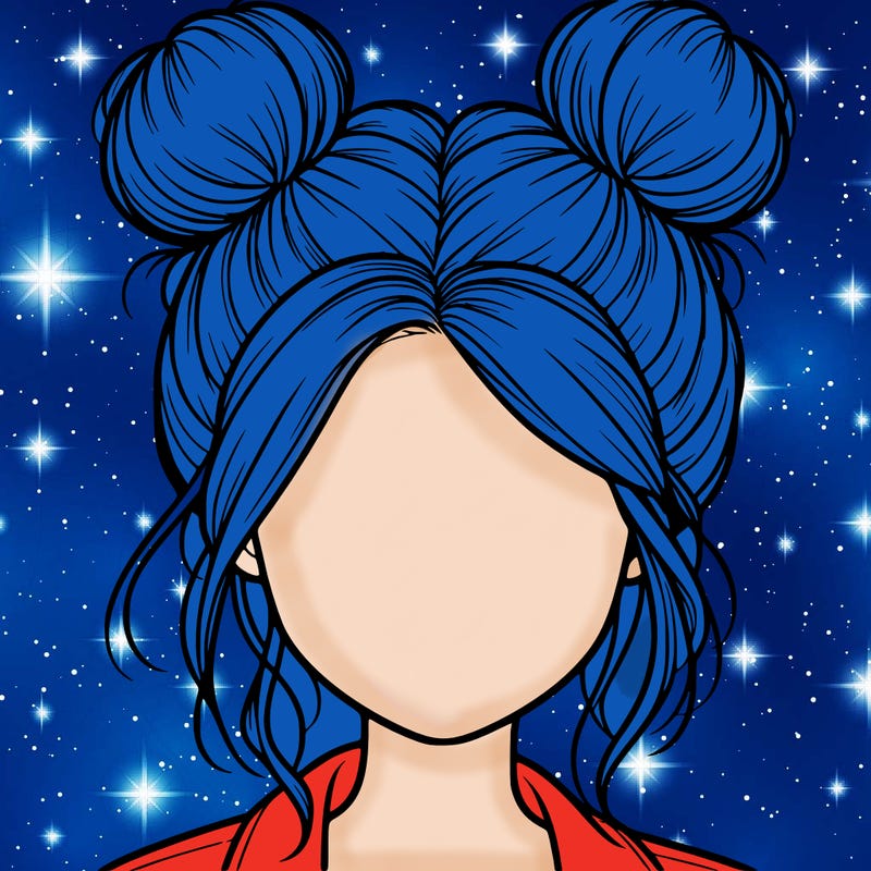 realistic girl with buns on the top of her hair