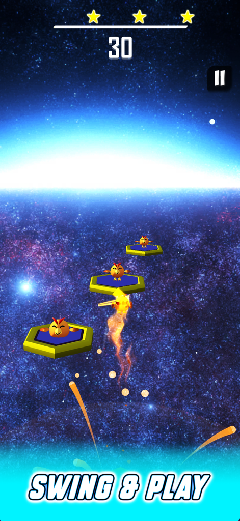 Music Games - Piano Beat Games - Gameplay of Musical Tiles showing a character bouncing on hexagonal platforms in space