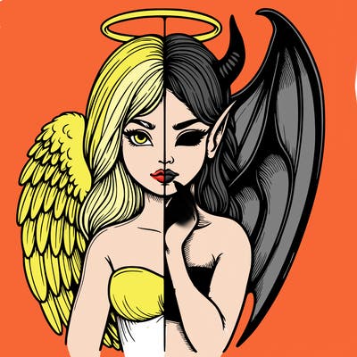 realistic angel half demon
