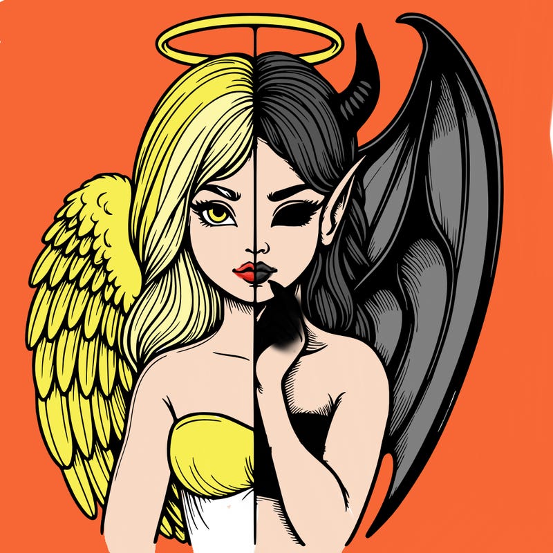 realistic angel half demon