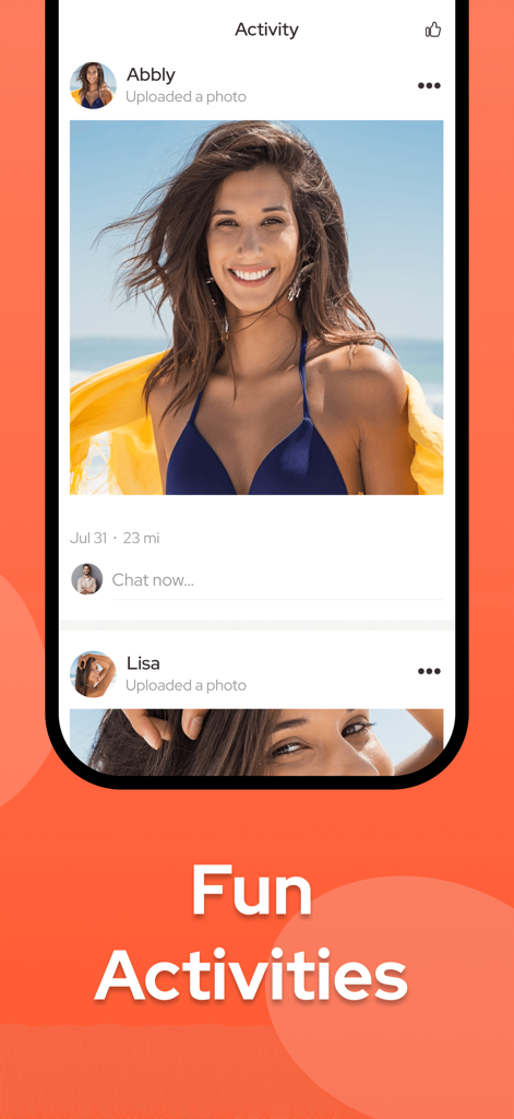 Wild: Adult Casual Dating App - Activity feed of the Wild dating app showing photos of verified users and the text Fun Activities