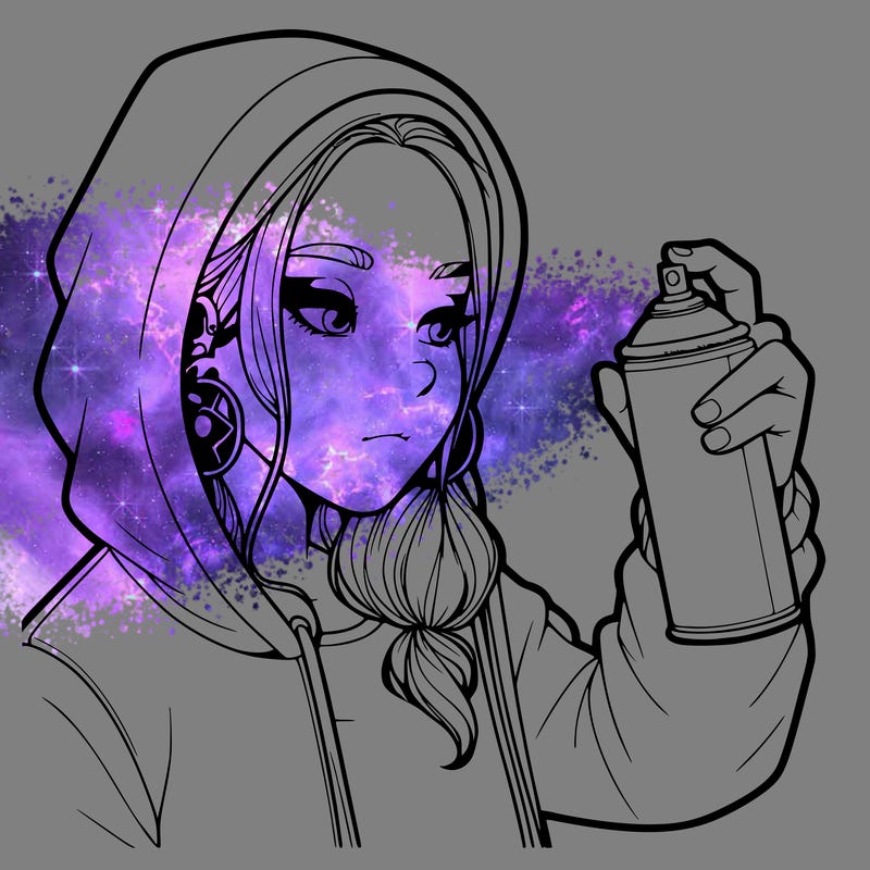 a realistic girl, spray painting