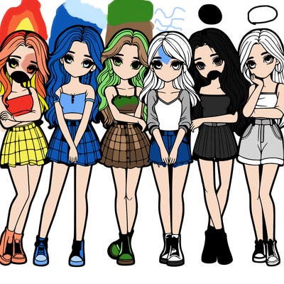 a group of girls realistic