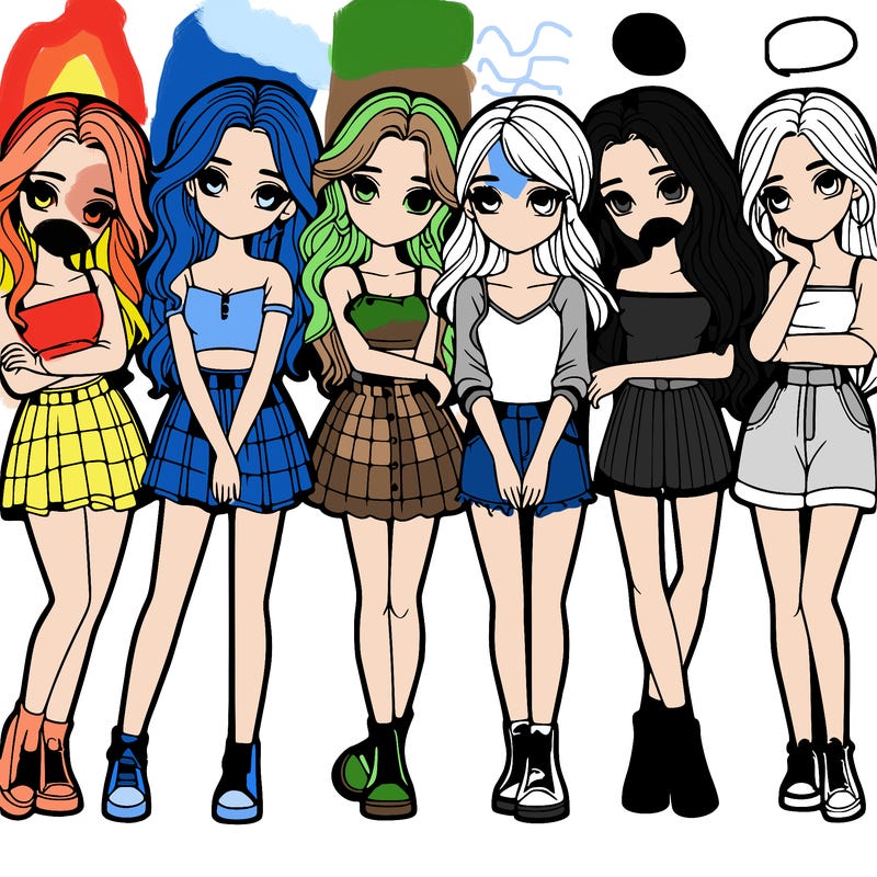 a group of girls realistic