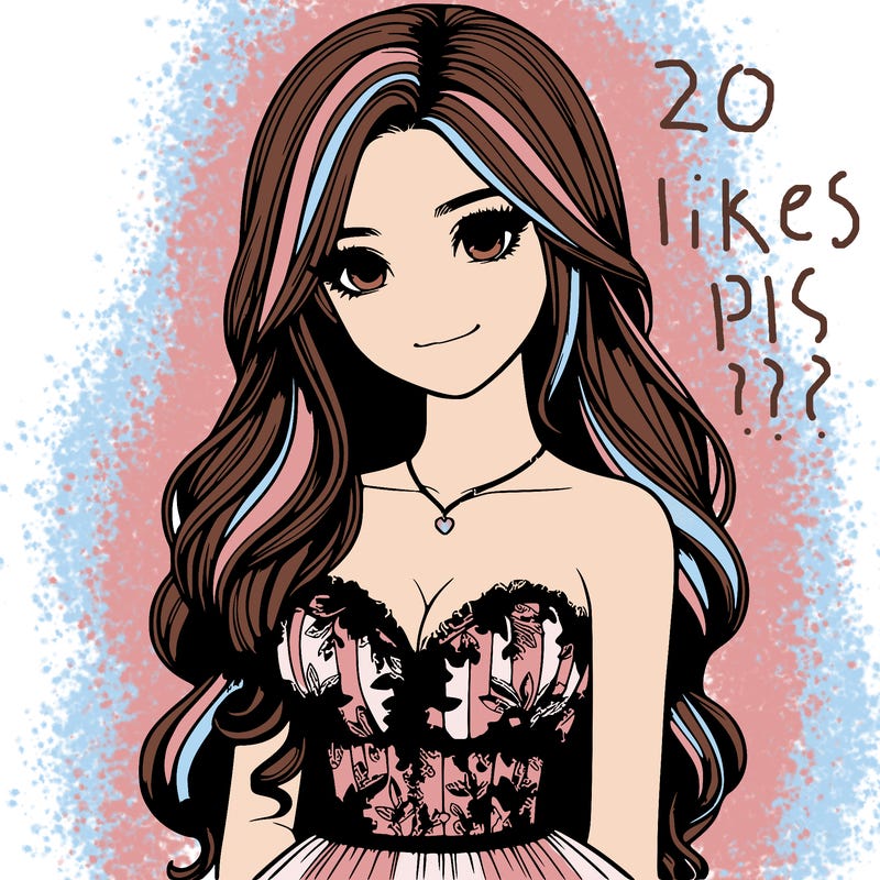 realistic girl with long hair and pretty prom dress