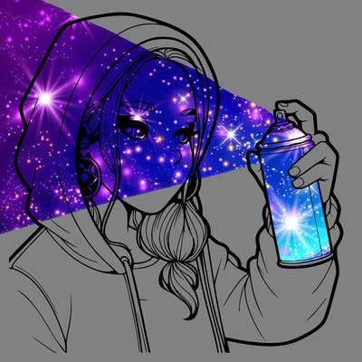 a realistic girl, spray painting