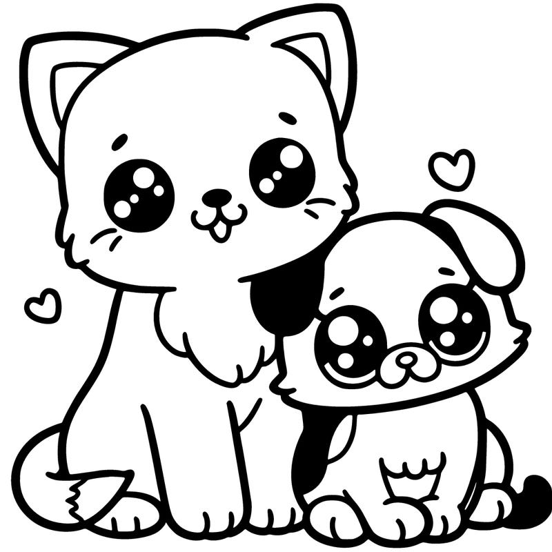 a cute cat with a cute dog