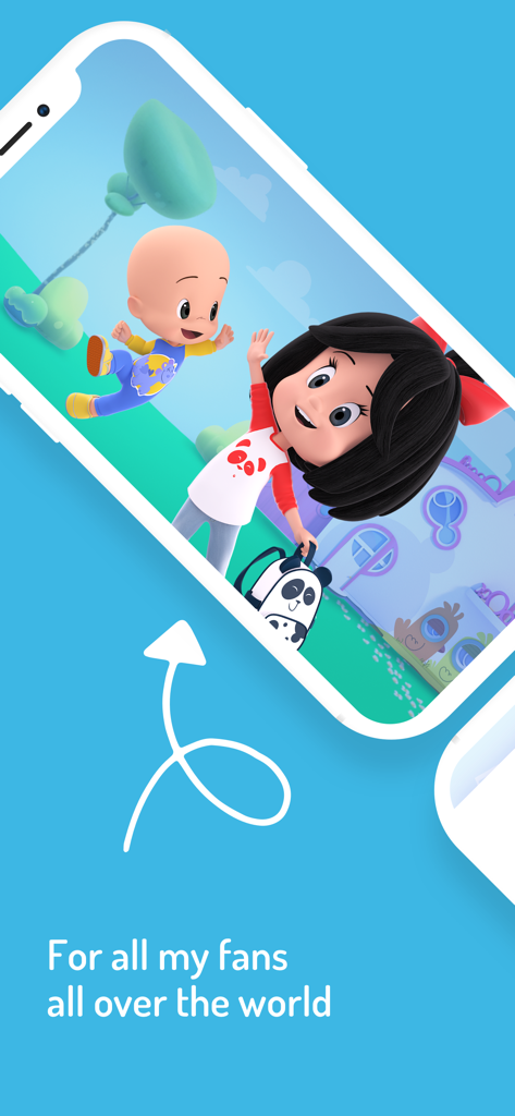 Cleo and baby Cuquin animated characters in a colorful kids app
