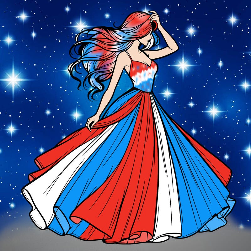 realistic woman with dress flowing in the wind