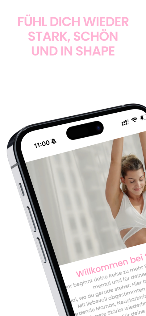 SHAPE by Sarah Harrison - Sarah Harrison stretching on the welcome screen of her fitness app for women