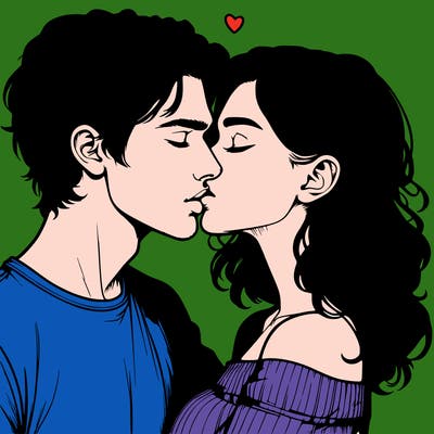 realistic couple kissing