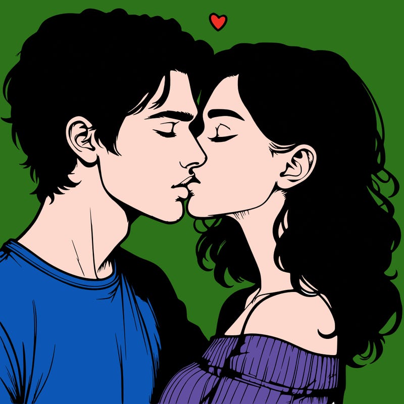 realistic couple kissing