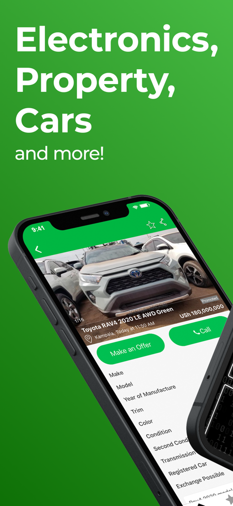 Jiji Uganda - Jiji Uganda mobile app interface showing a car for sale and marketplace categories