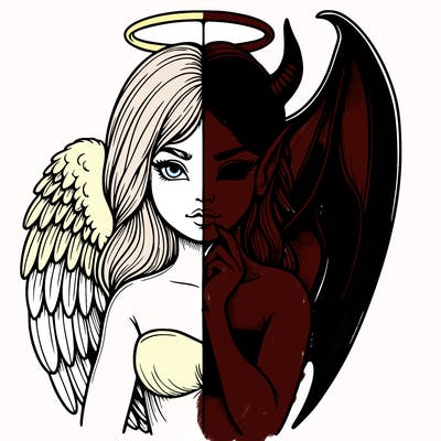 realistic angel half demon