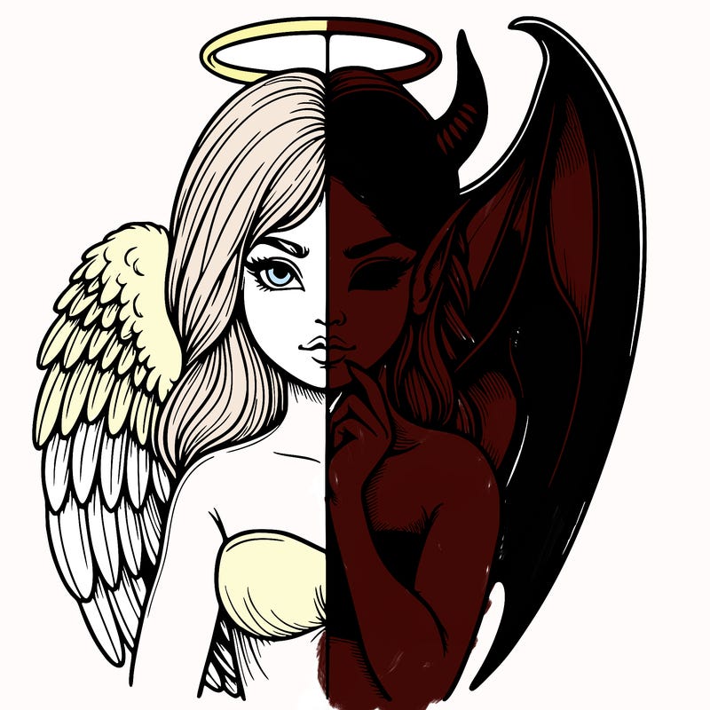 realistic angel half demon