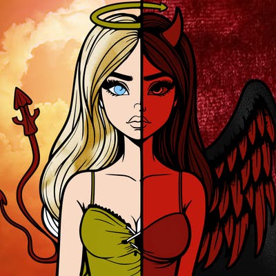 devil vs angel realistic girl