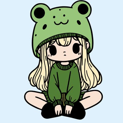 a girl wearing a frog hat and some frog socks