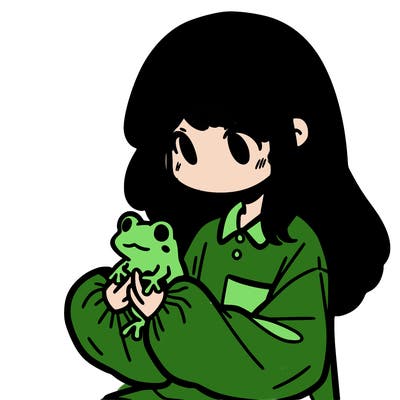 girl with long hair and a oversized shirt. and she is holding a frog