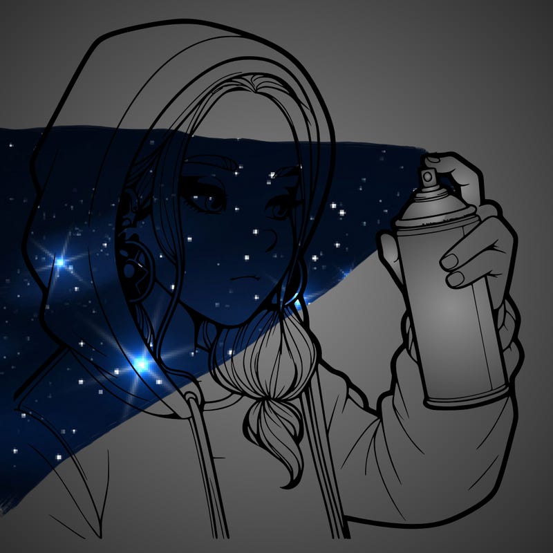 a realistic girl, spray painting