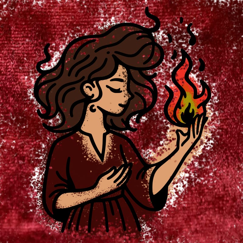 woman with fire