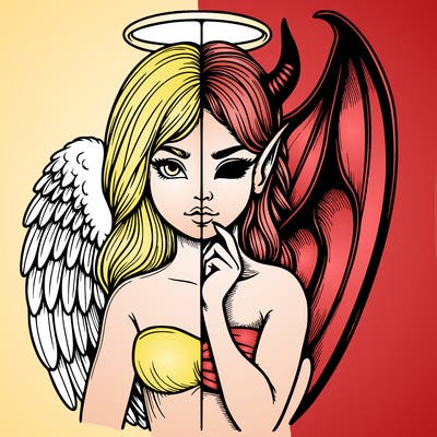 realistic angel half demon