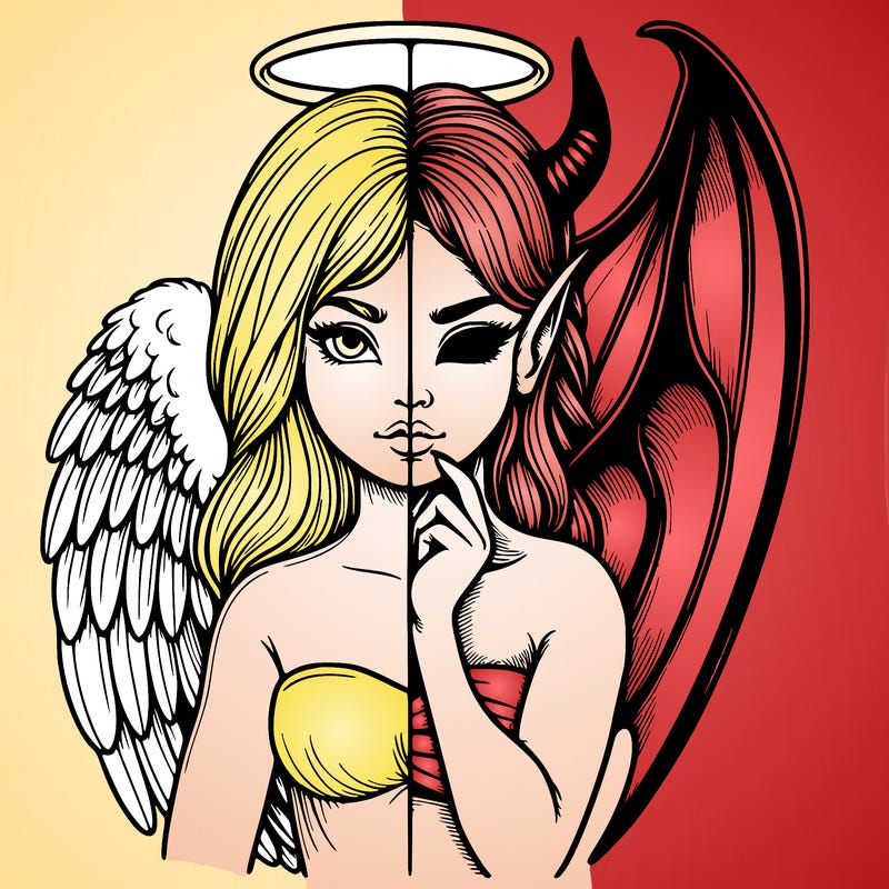 realistic angel half demon