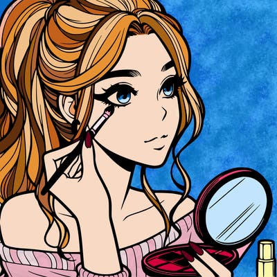 a realistic girl doing her makeup