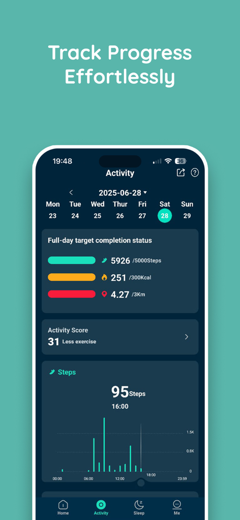 Pebble Halo - Pebble Halo app interface tracking daily fitness goals like steps and calories