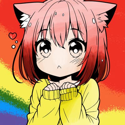 shy anime catgirl