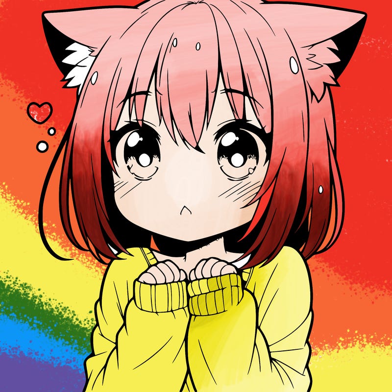 shy anime catgirl